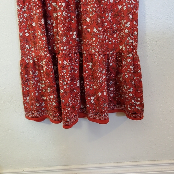 L Max Studio Floral Orange Boho Midi Dress - Picture 4 of 6